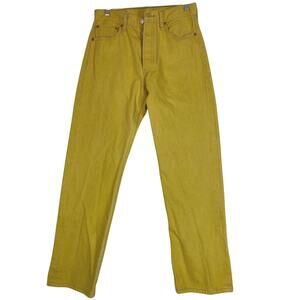 Levis 501 Jeans Men's 30X30 (actual 28x27") Yellow Denim Button Fly Straight Leg
